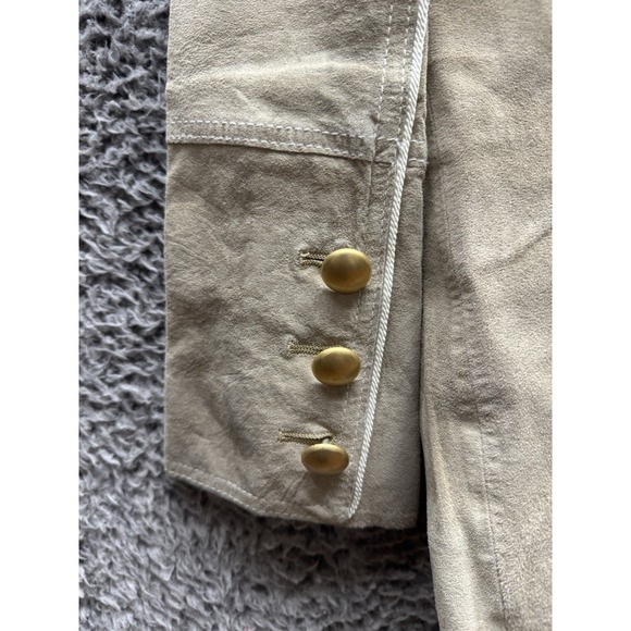 MARINA RINALDI‎ SPORT Hunting Jacket Beige Goatskin Leather Suede Size 23 - Picture 7 of 16